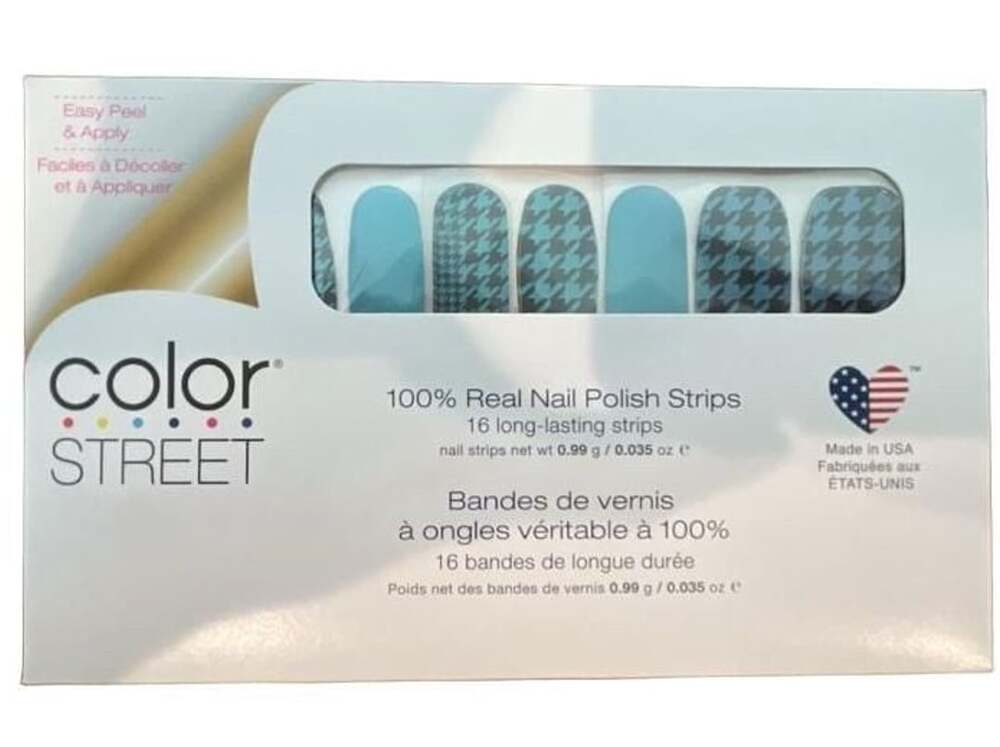 Color Street Suit Yourself Real Nail Polish Strips Blue Houndstooth